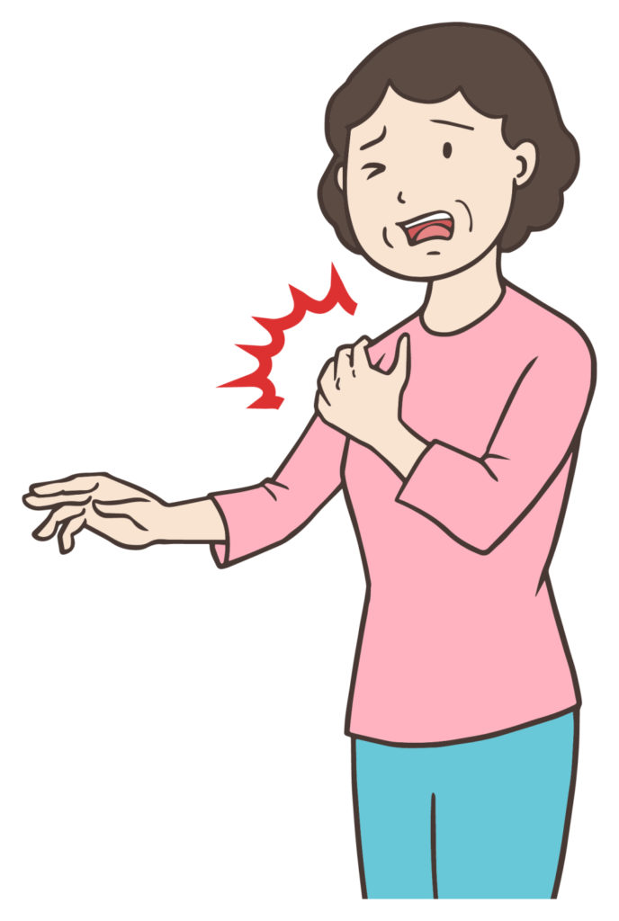 背中の鈍痛、腕のしびれ、鈍痛