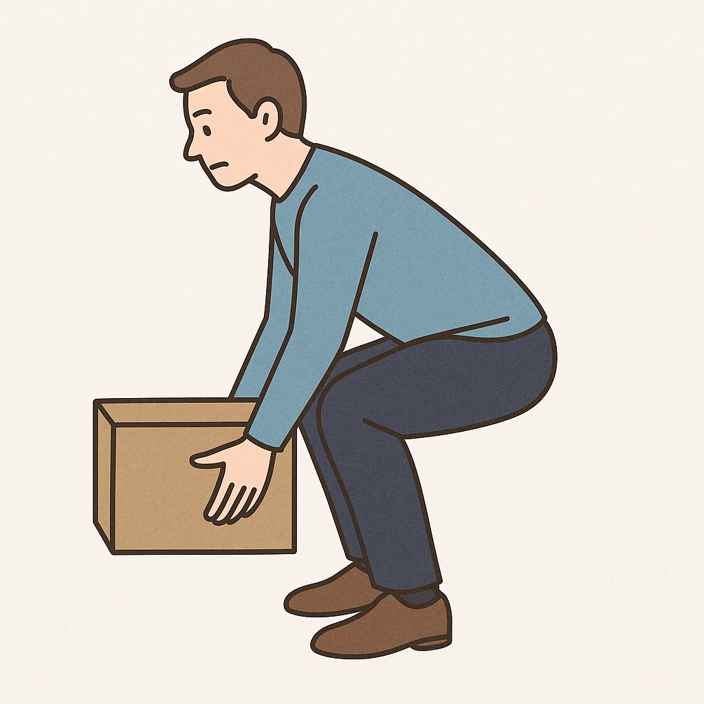 荷物の正しい持ち上げ方