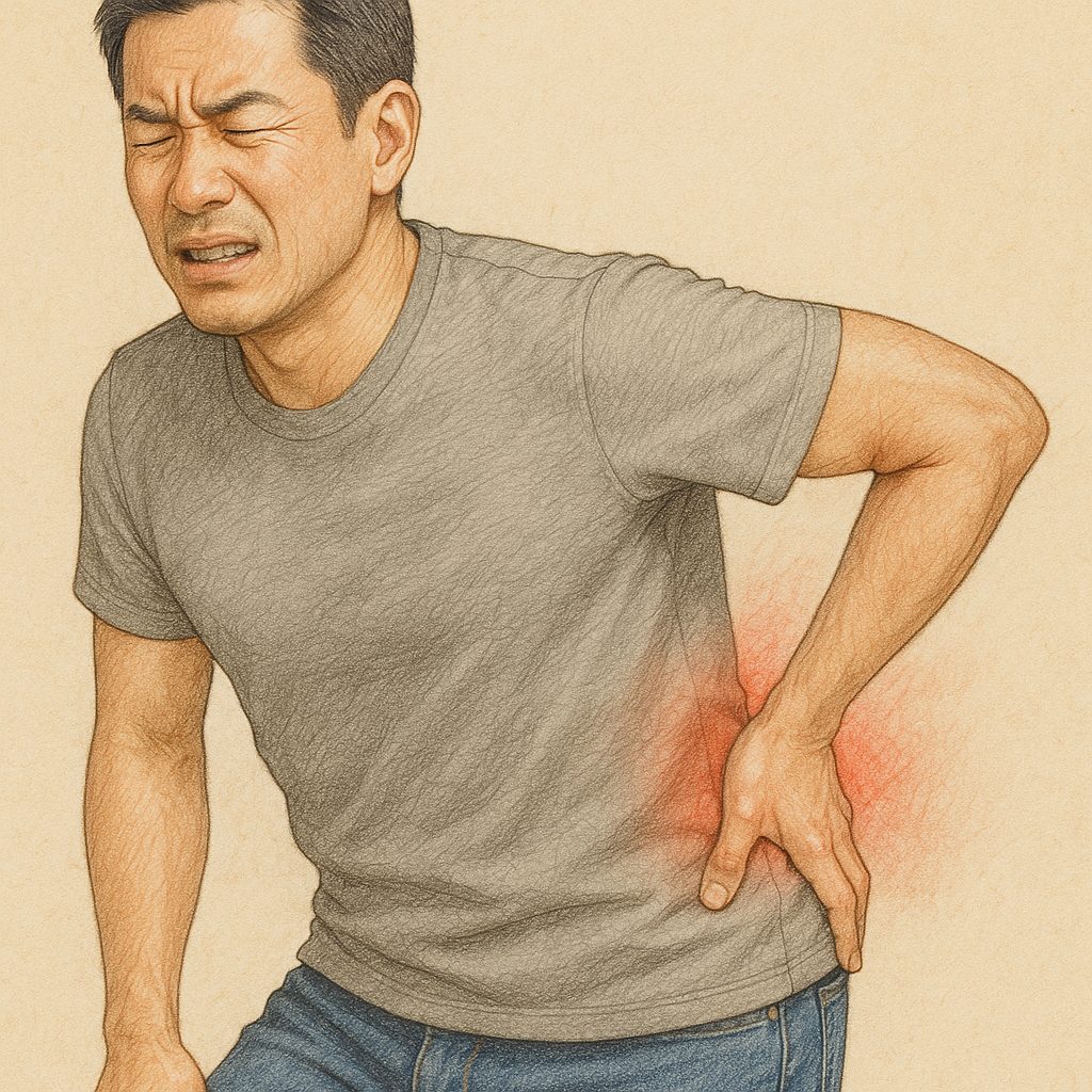 腰を痛めた男性