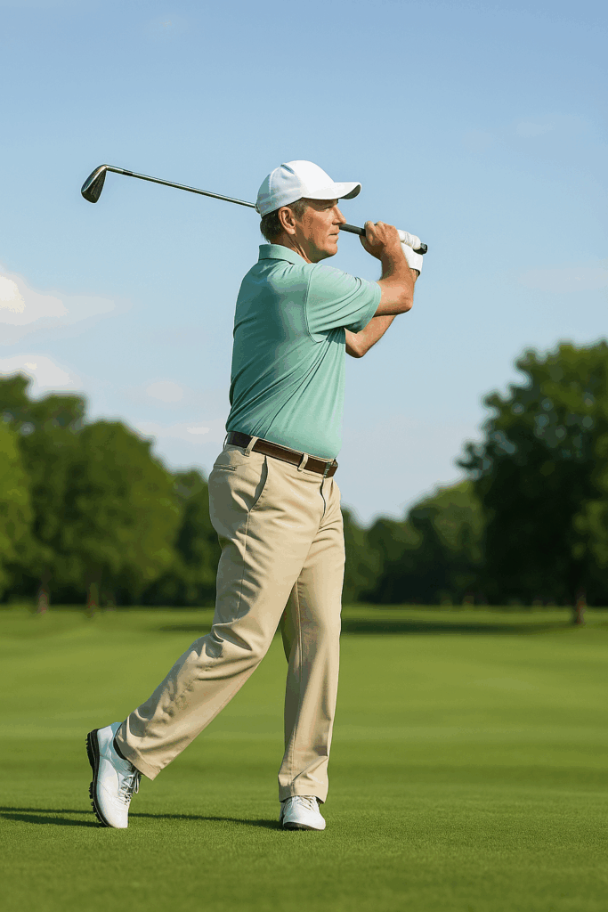 ゴルフをする男性