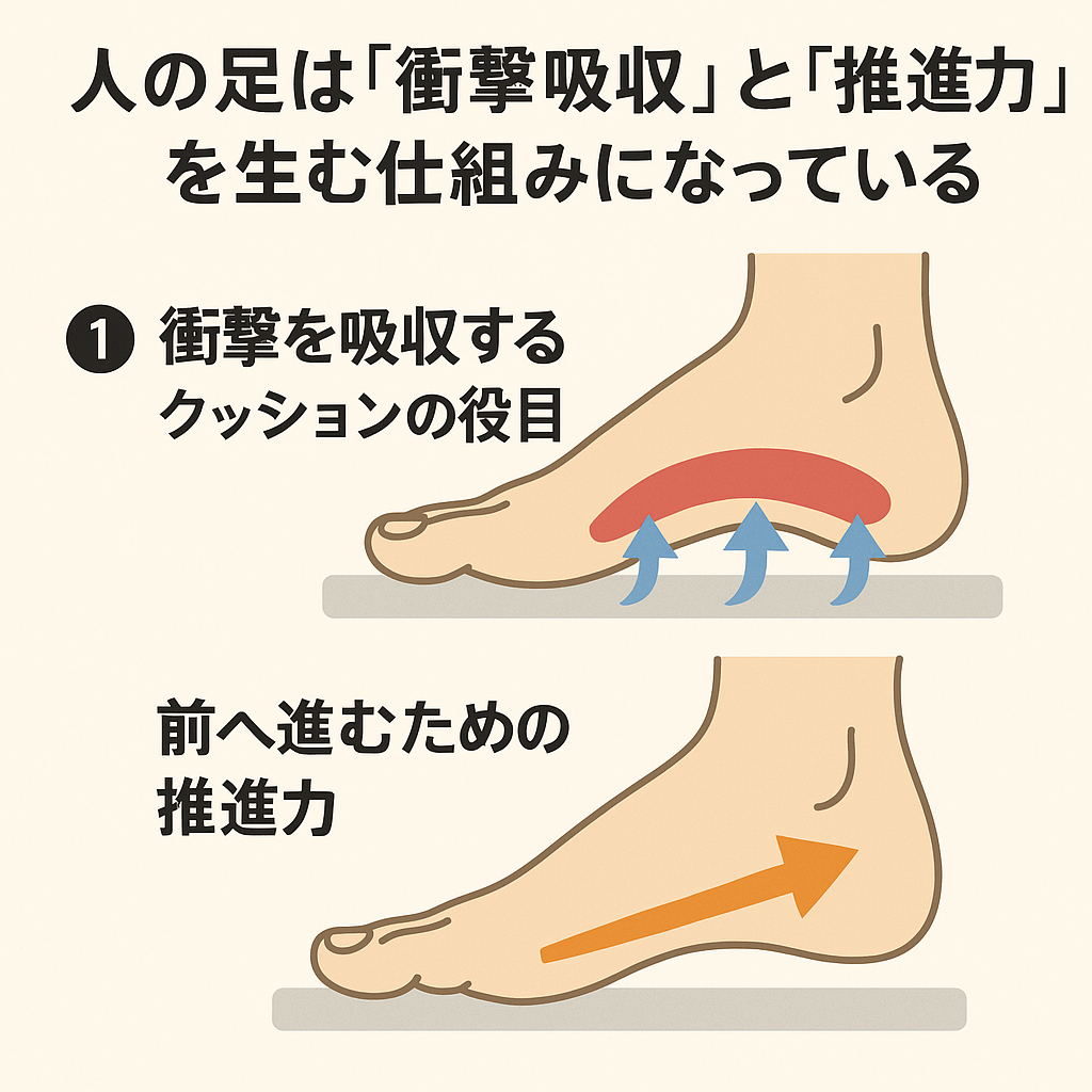 足は衝撃吸収と前に進む力を生む