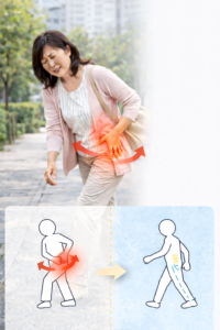 股関節を痛がる女性